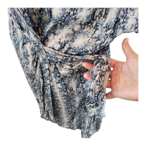 BTFL-Life Blue Snake Print Wrap Dress / Kimono Tie Waist – Size L - Picture 9 of 15